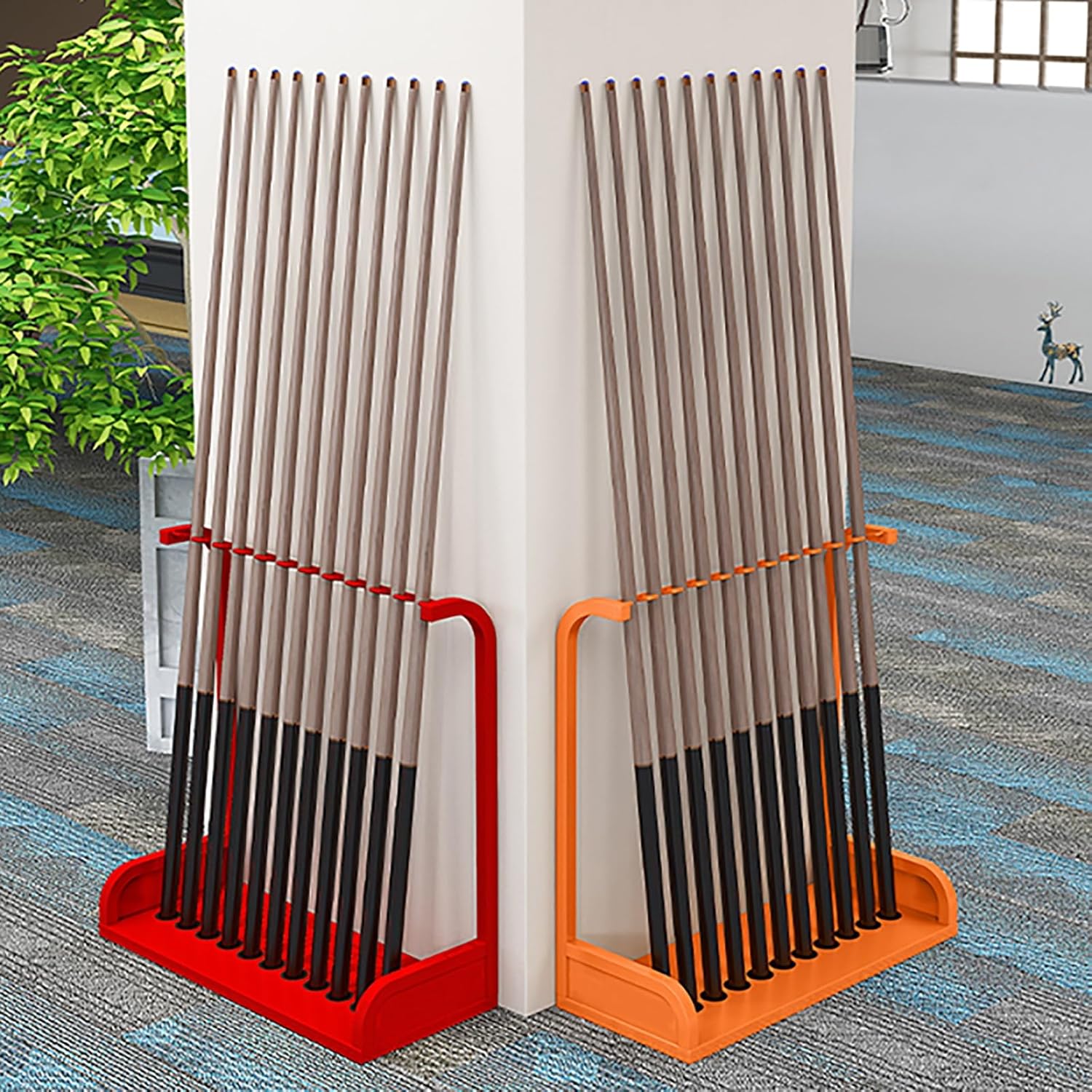 Pool Cue Holder Floor Stand, Modern Billiard Cue Racks Metal Cue Stick Organizer for Clubs, Pool Rooms and Bars(Gray)