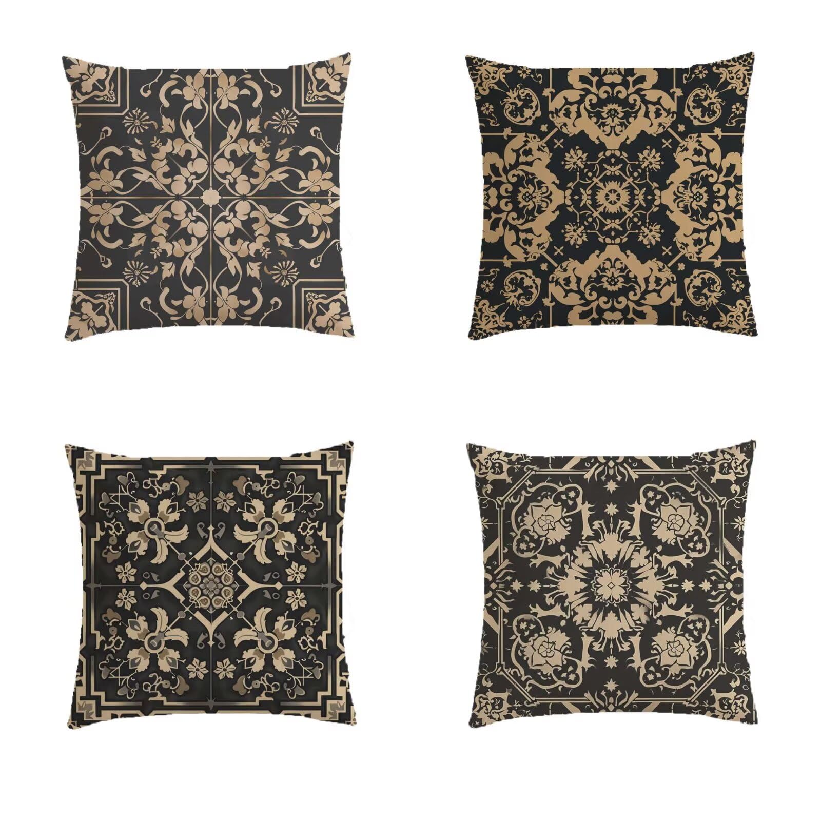 Housse coussin 70x70cm géométrie bohemia en lin aspect double face