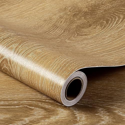 Miniatura 7 de Livelynine Papel tapiz de madera de roble de 15.8 x 394 pulgadas, para encimera de cocina, papel adhesivo impermeable para escritorio, vinilo mate