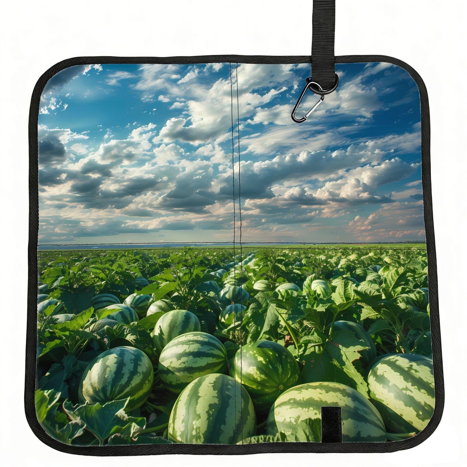 MROWYC watermelon field Printed Foldable Seat Cushion - Portable with Carabiner, for Stadium, Camping, Hiking