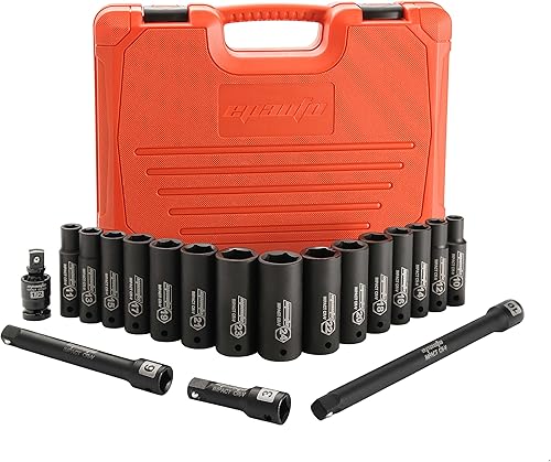 Miniatura 9 de EPAuto Juego de llaves métricas de impacto profundo de 12 pulgada Cr-V 6 puntos 11 enchufes