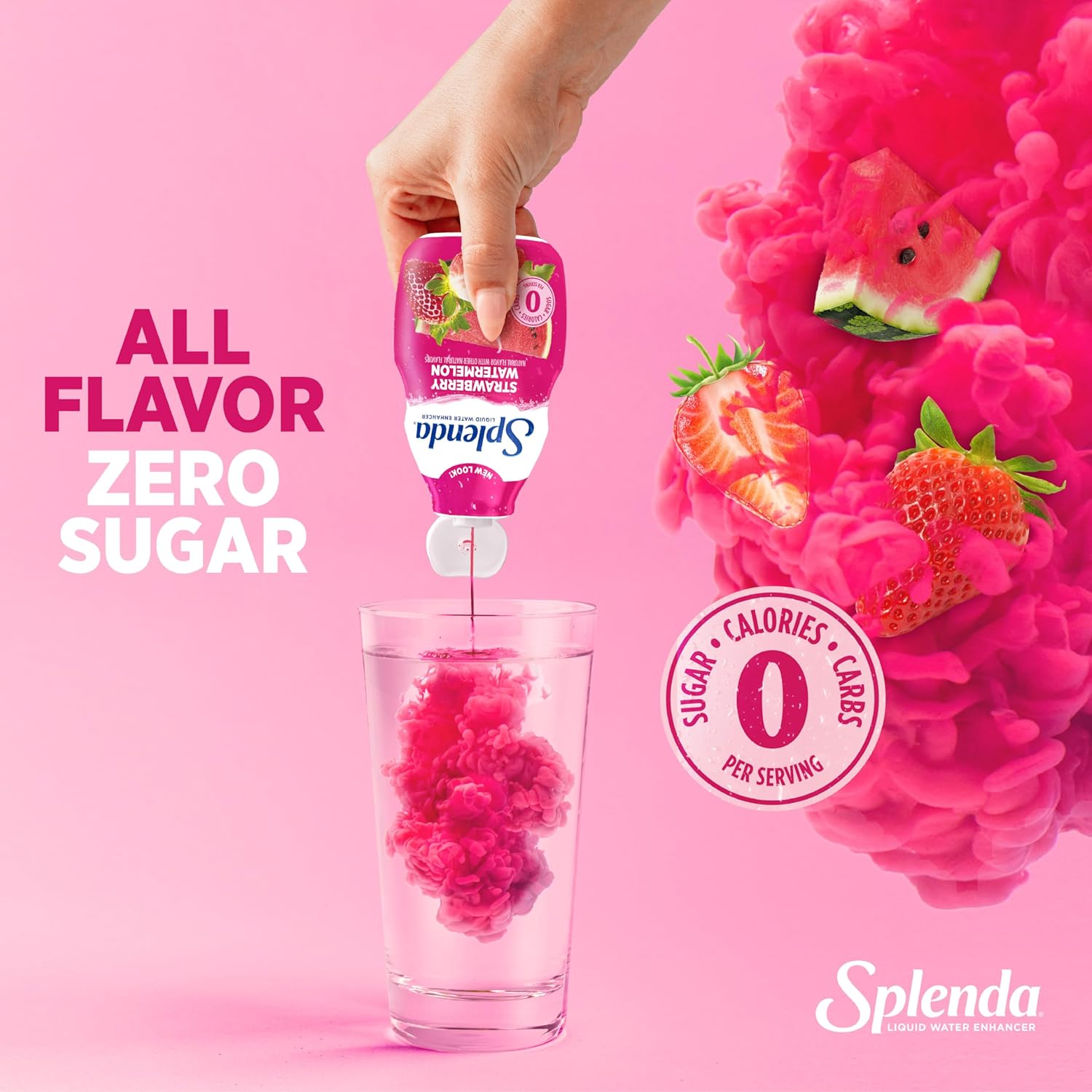 SPLENDA Liquid Water Enhancer Drops, Sugar Free, Zero Calorie, Natural Flavor, Concentrated Drink Mix, 3.11 Fl Oz Each Bottle (Strawberry Watermelon, 2 Pack) - Image 3