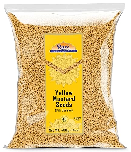 Rani - Semillas de mostaza amarilla, especias enteras, 14 onzas, totalmente naturales, veganas, aptas para gluten, sin OMG, origen indio