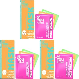 BeYoutiful Hydrating Face Mask Spa Set For Kids and Teens, Skin Care Facial (Pack of 3)