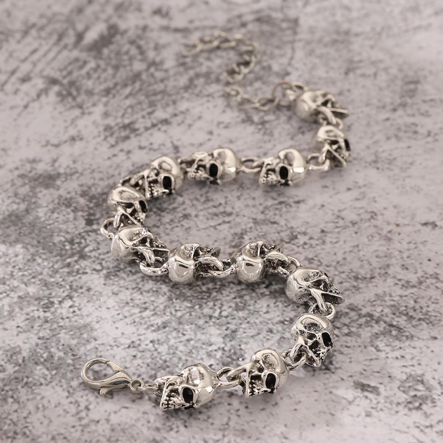 13 Skull Bead Stainless Steel Bracelet for Men Women – Gothic Punk Biker Style Link Bracelet, Durable Silver Tone Jewelry Gift - Image 7