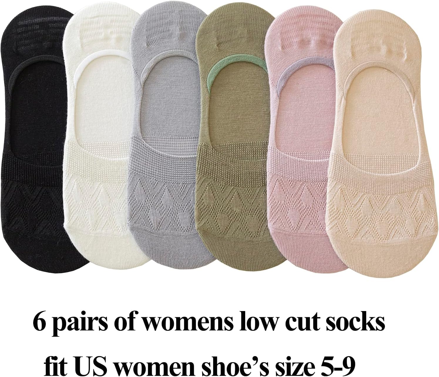 BIVOLU Womens Low Cut Thin Breathable Cotton Causal Socks Non Slip No Show Socks for Women Liner Flats Socks 6 pack - Image 6