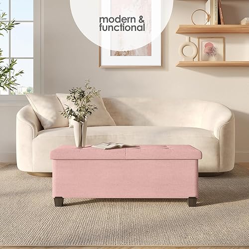 Miniatura 443 de Otomana plegable para dormitorio o sala de estar, con contenedores de almacenamiento, reposapiés para el extremo de la cama, soporta hasta 660 lb,