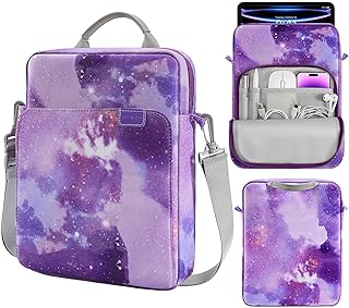 MoKo 9-11 Inch Tablet Sleeve Bag Fits iPad air 5 10.9" 2022, iPad Pro 11 M2 2022-2018, iPad 10th 10.9, Air 4 10.9, Galaxy Tab S8/A8/A7 2022, Handle Carrying Case with Shoulder Strap, Purple Starry Sky