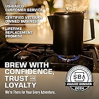 Vista 5 de COLETTI Bozeman Black Percolator Cafetera — Cafetera de Camping — El Percolador Más Elegante de Estados Unidos – SIN Aluminio o Plástico [12 tazas]