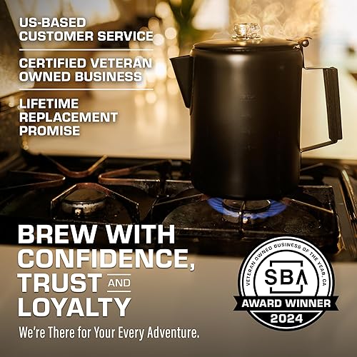 Miniatura 5 de COLETTI Bozeman Black Percolator - Cafetera de camping - Percolador más elegante de Estados Unidos - Sin aluminio o plástico 12 tazas