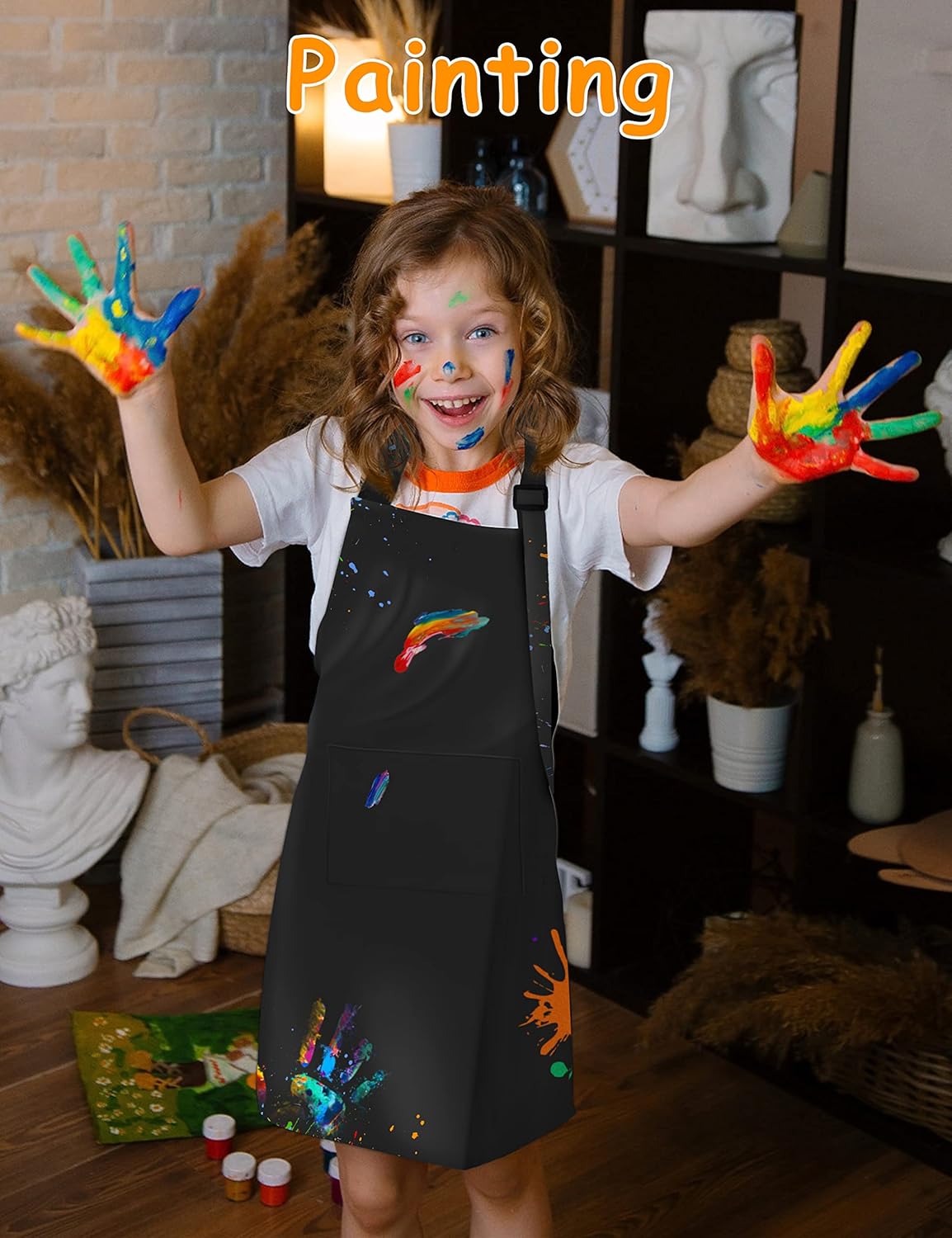 24 Pack Kids Aprons with 2 Pockets Adjustable Chef Art Apron Kids Painting Aprons for Cooking Baking Crafting Grilling for Boys Girls Age 6-13 Years