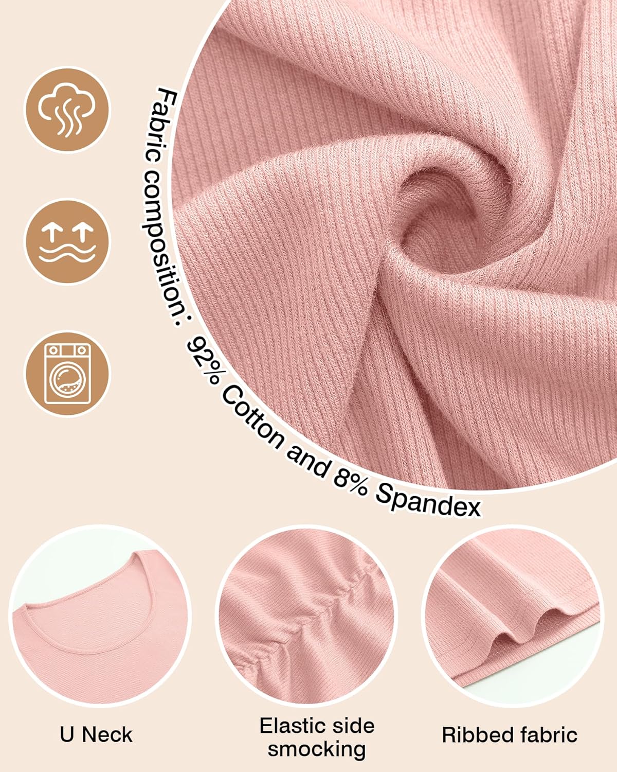 Riyiper 3 Pack Women's Maternity Cotton Ribbed Tops Scoop Neck Short Sleeve Pregnancy T-Shirts Side Ruched Mama Clothes