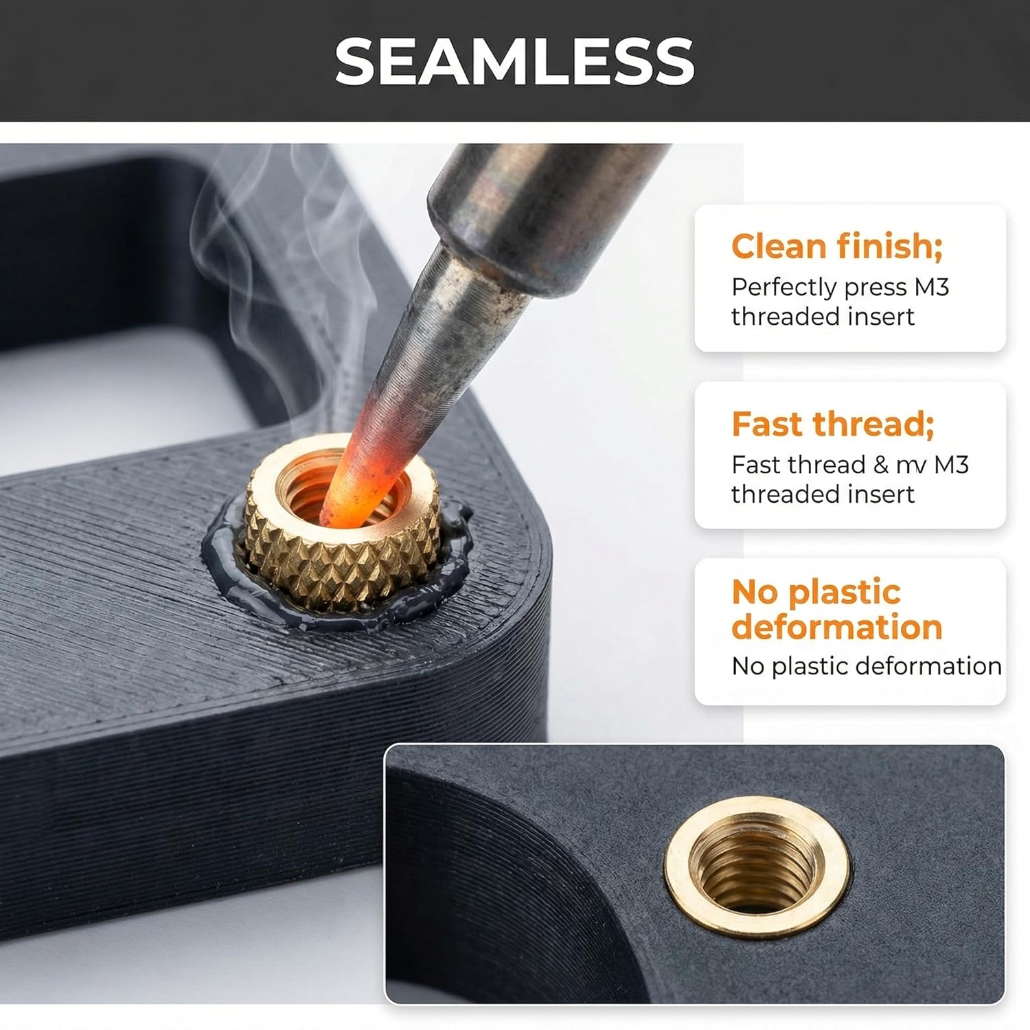 M3 Threaded Inserts Set –420Pcs Heat Set Bolts Nuts with M3 Insert Tip and 60W Digital Soldering Iron Kit, 2 Interchangeable Tips, Easy Installation for 3D Printed Parts