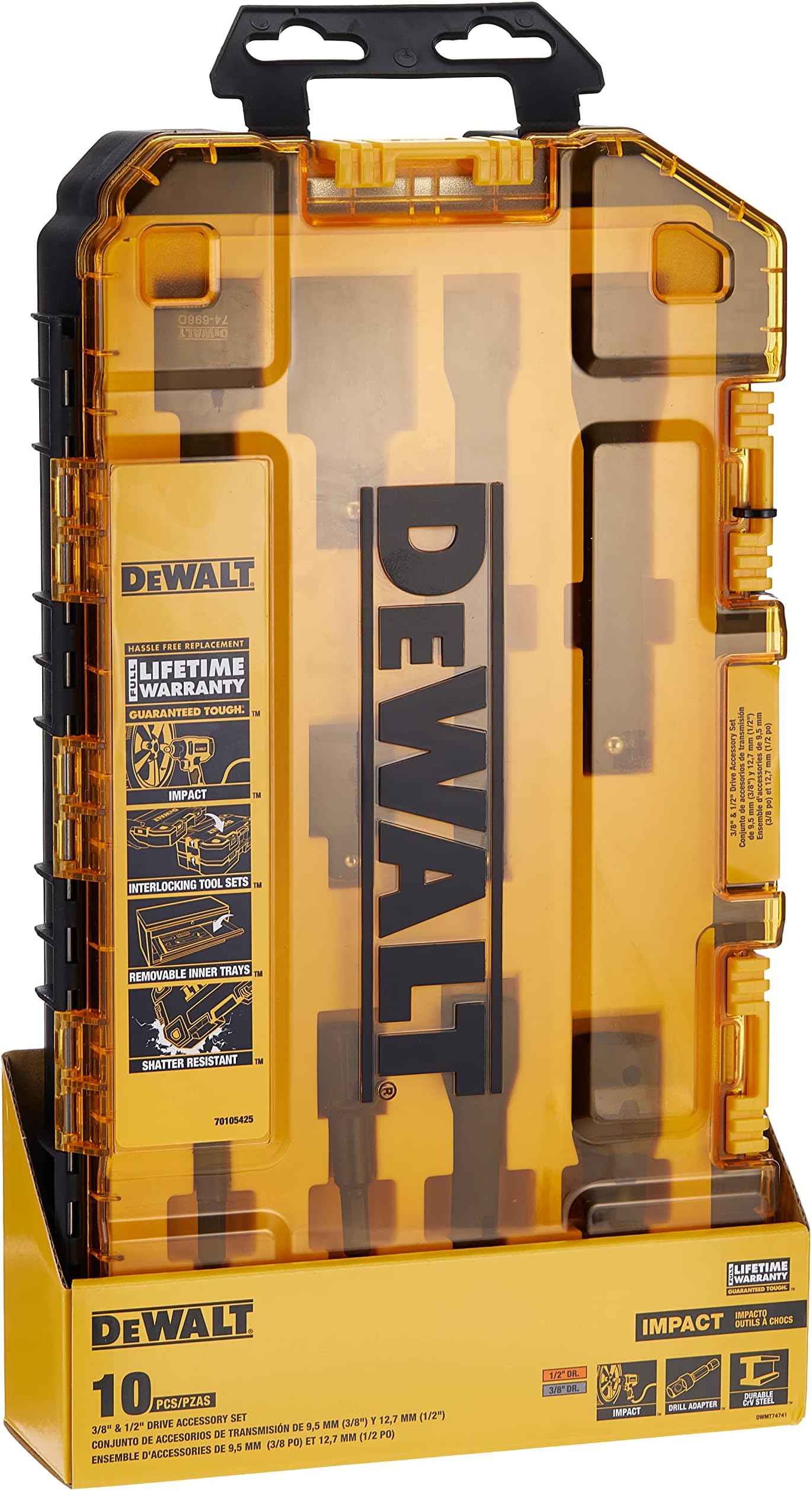 DEWALT Impact Driver Socket Adapter Set, 10Piece 3/8" & 1/2" Drive