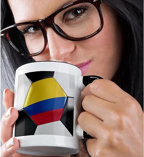 Miniatura 2 de 3dRose Colombia - Taza de fútbol de dos tonos, 1 unidad (paquete de 1), color negro
