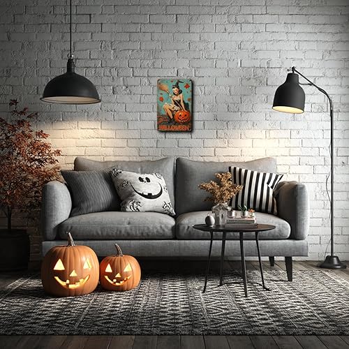 Miniatura 6 de KIYOYO Letrero de metal para pared, diseño de bruja, de Halloween, vintage, cocina, granja, patio, garaje, club, retro, baño, advertencia, hombre,