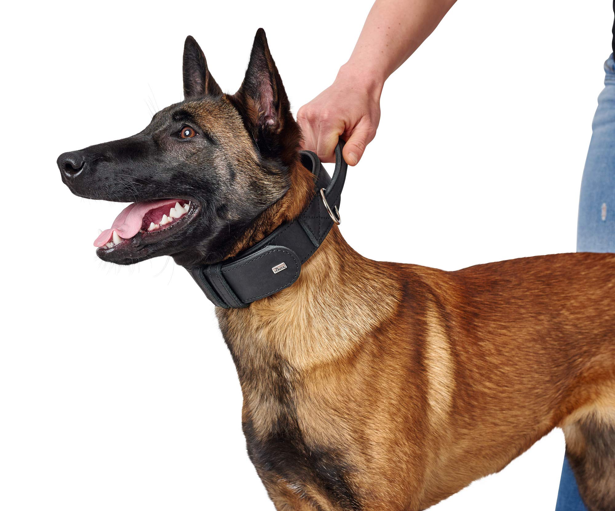 HUNTER Collar de Entrenamiento con asa Larvik, 65 67014 Piel de Vaca Genuina Suave, Negro, L