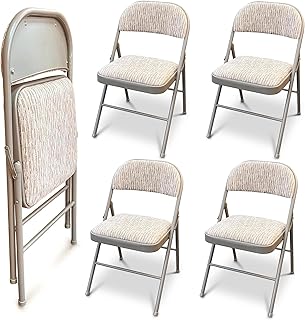 JupiterJX Deluxe Fabric Padded with Heavy Duty Steel Metal Frame, Back Rest Folding Chairs For Office Garden Computer Desk Foldable Chair With Cushioned Pad Seat Set Of 4