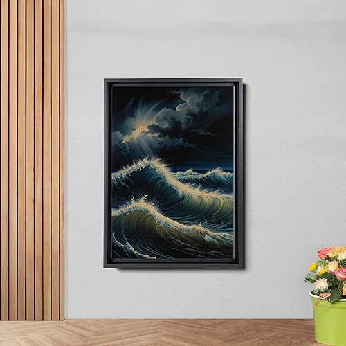 Miniatura 2 de Canvas Print Wall Art Retro Wave Art A Storm Wall Art Print Sea Wave In The Night And Trees Stormy Waves Art Canvas, Decor