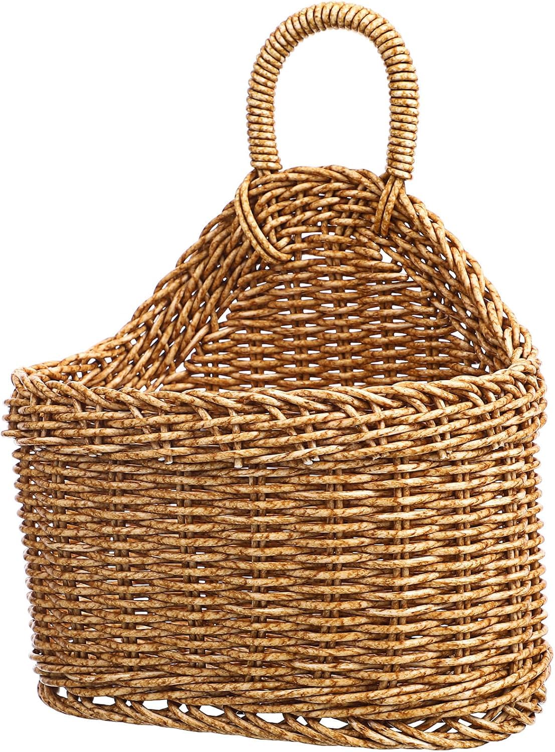 Woven Wall Hanging Basket, Boho Plastic Storage Wall Baskets for Storage, Wall-Mounted Organizer for Kitchen, Garden, Entryway, Farmhouse Decor