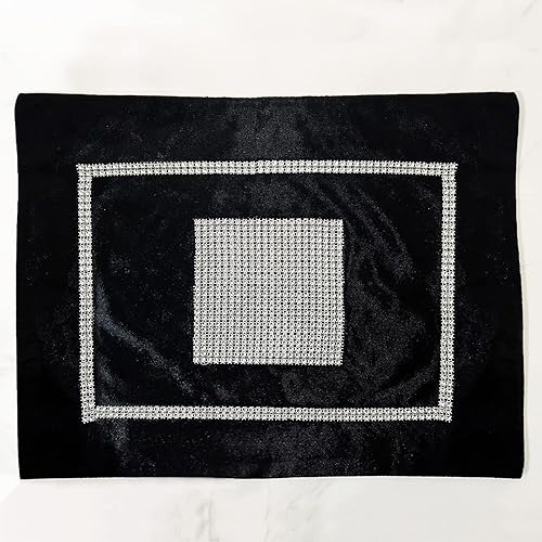 Miniatura 1 de HeMiaor Juego de 6 tapetes negros elegantes con diamantes de imitación brillantes, perfectos para decoración de mesa de boda, 12 x 16 pulgadas (11.8