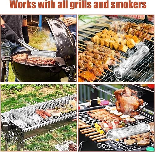 Miniatura 3 de Tubo de ahumador de pellets, tubo de humo de acero inoxidable 304, tubo de ahumador de 12 pulgadas para parrilla de pellets y ahumador con cepillo,