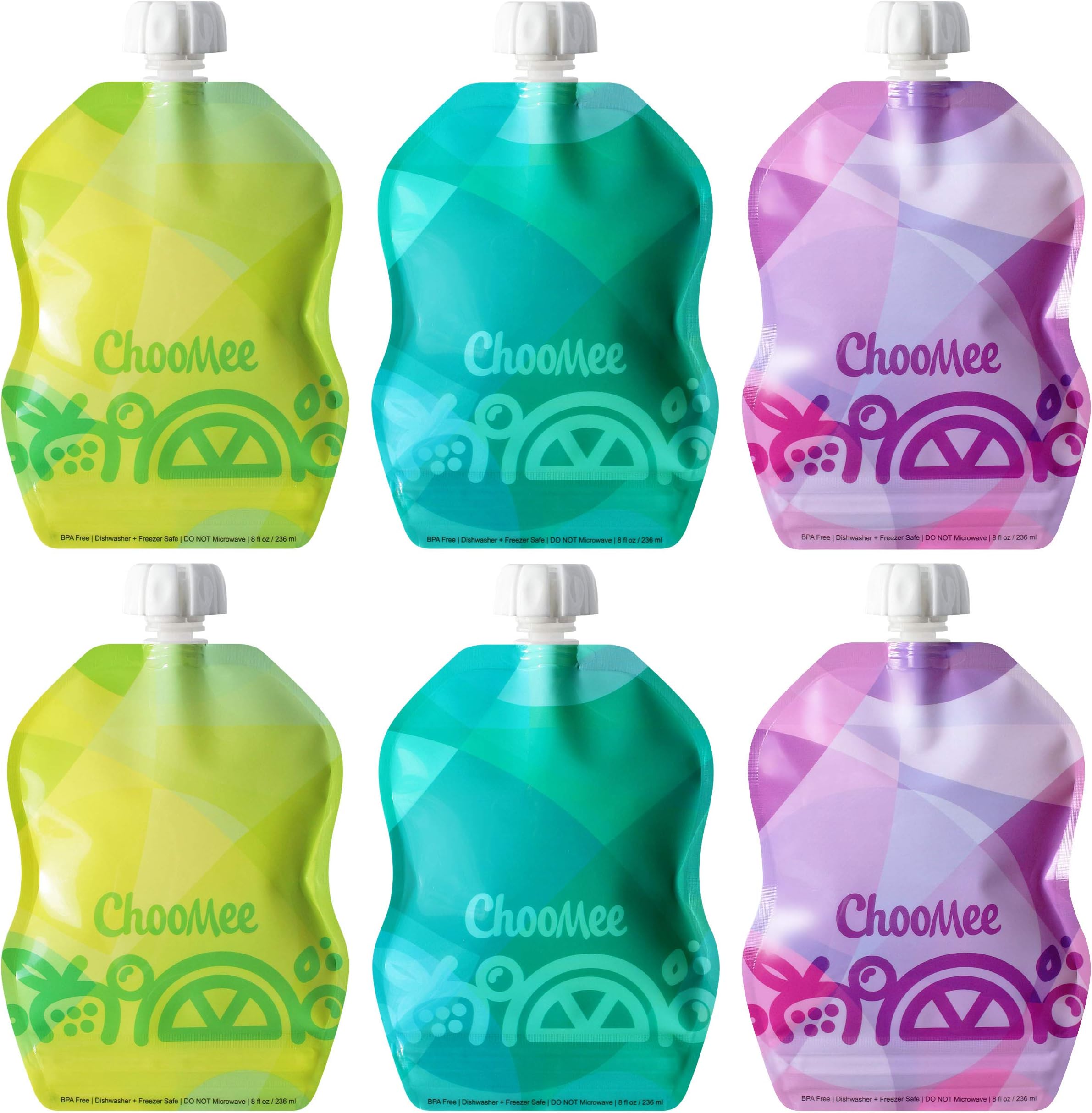 Reusable Baby Food Pouches, SnakPack | Secure Double Lock Zipper (TropiColor)