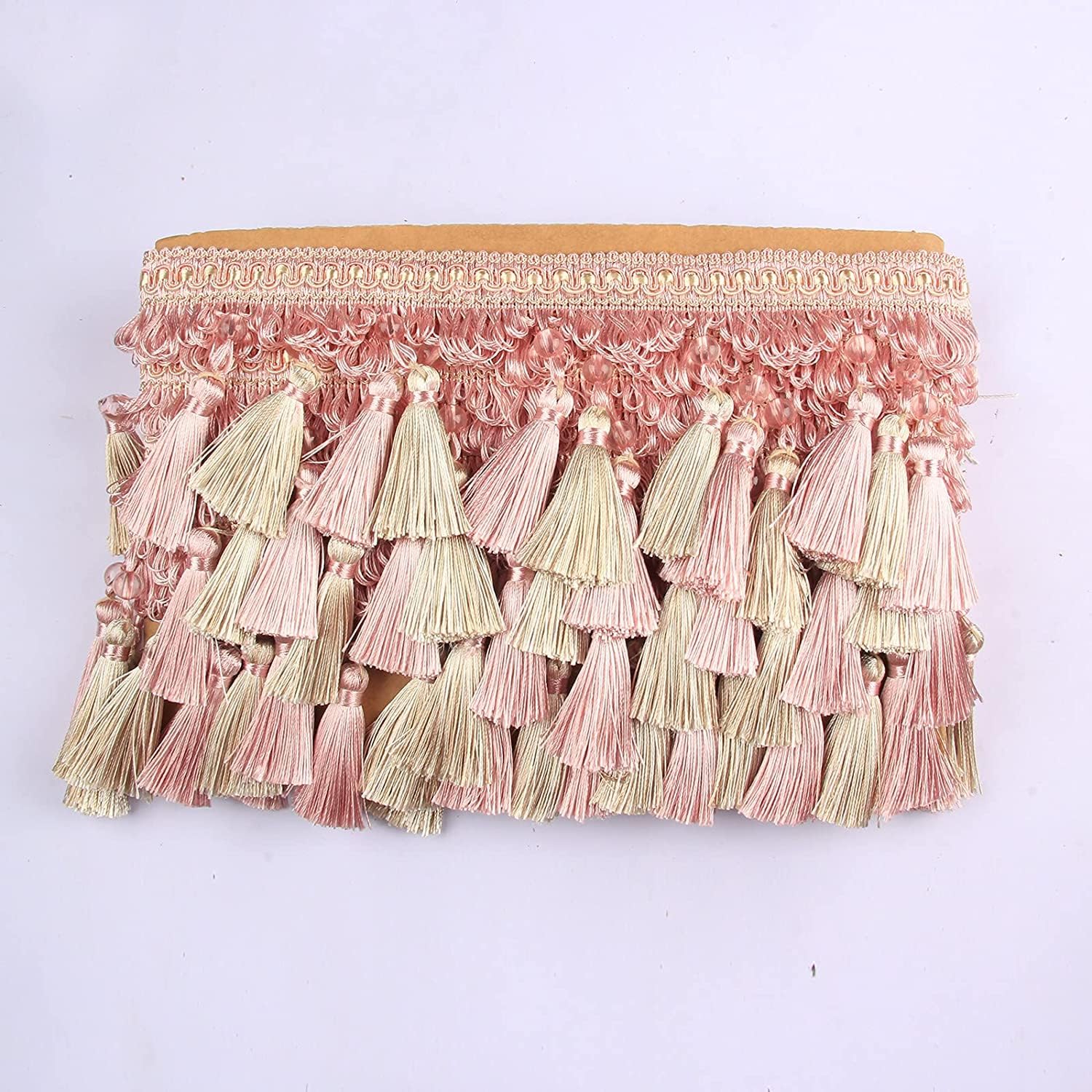 Fringe Trim Tassel,Crystal Beaded Pendant Tassel, for Cover Edge Lampshades Decorative Fabric Ribbon Trimming Sewing Accessories(108,6 Meters)