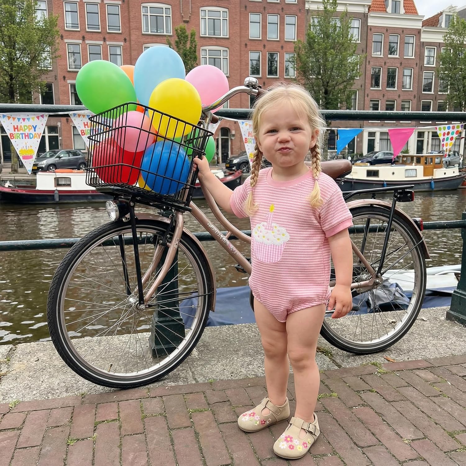 GOOCHEER Baby Girl Boy First Birthday Short Sleeve Romper 1 Cake Embroidery Waffle Knit Jumpsuit Top One Year Old Clothes - Image 2