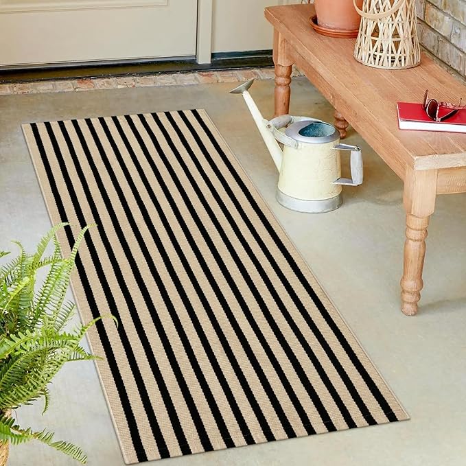 Tapete OJIA para exteriores 2' x 4'4" rayado lavable miniatura 7