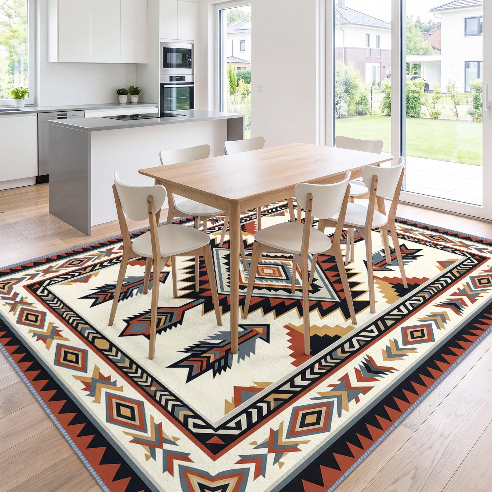 Générique Tapis Salon Traditionnel Géométrie Plume Flèche 100 x 160 cm