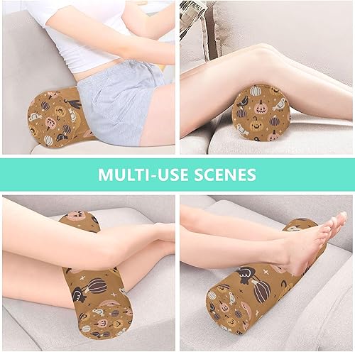 Miniatura 7 de JUNZAN Halloween Cute Pumpkins Long Bolster Pillow for Bed Firm Neck Roll Pillow Round Pillow Covers Decorative for Legs Support Pillow Cylinder