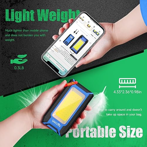 Miniatura 4 de WARSUN 2 luces LED de trabajo recargables, luces de trabajo portátiles COB magnéticas, 40 W, 1500 lúmenes, gancho colgante de metal, 3 modos de