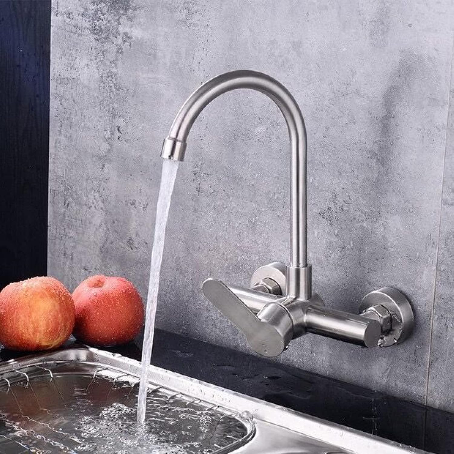 Wall Mounted Kitchen Faucets for Sink,Stainless Steel Single Handle Faucet for, Mount,Hot and Cold Water Mixer Tap