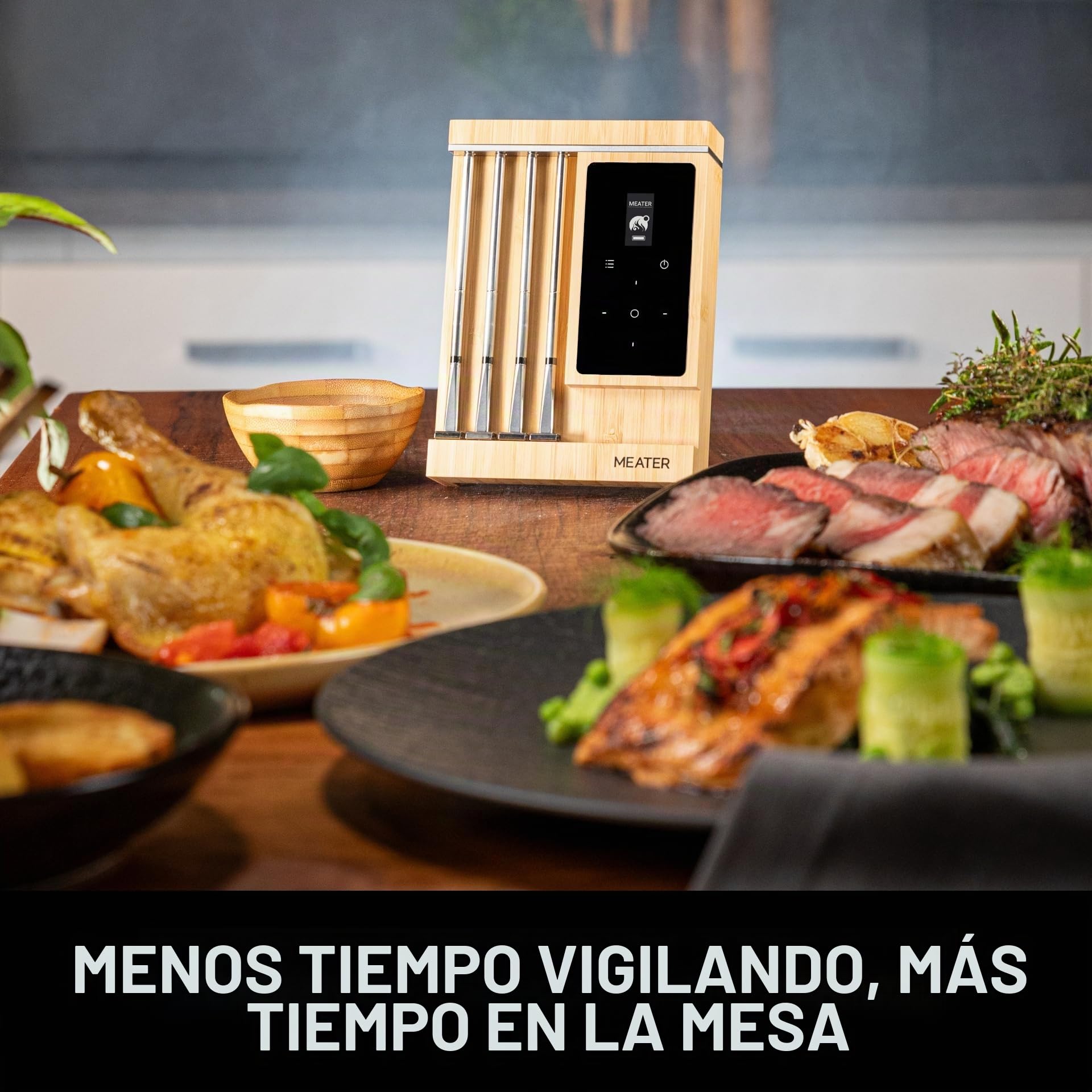 MEATER Pro XL [Nuevo] – El último termómetro inteligente para carne con WiFi y cuatro sondas avanzadas | Barbacoa, horno, parrilla, ahumador, freidora de aire caliente