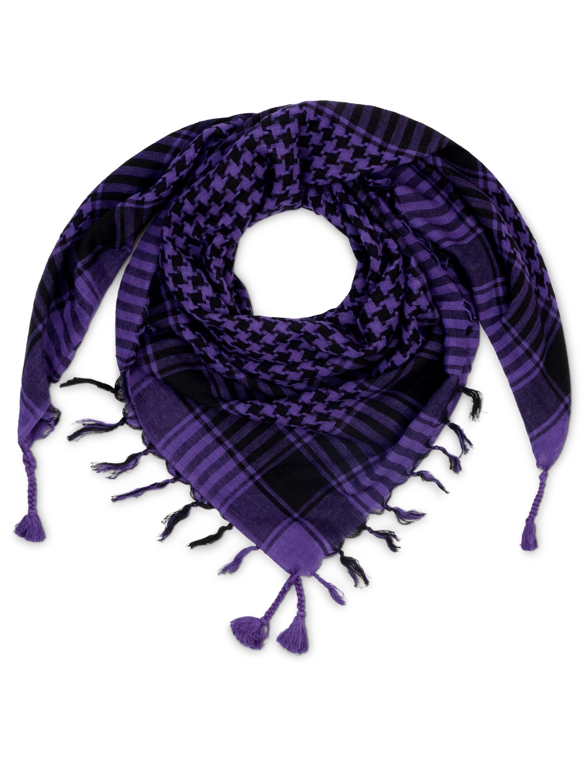 LOVARZI Purple Keffiyeh Scarf - Desert Shemagh Tactical Scarves - Houndstooth Arab Scarves for Men and Women - Neck & Head Scarf for Winter and Summer
