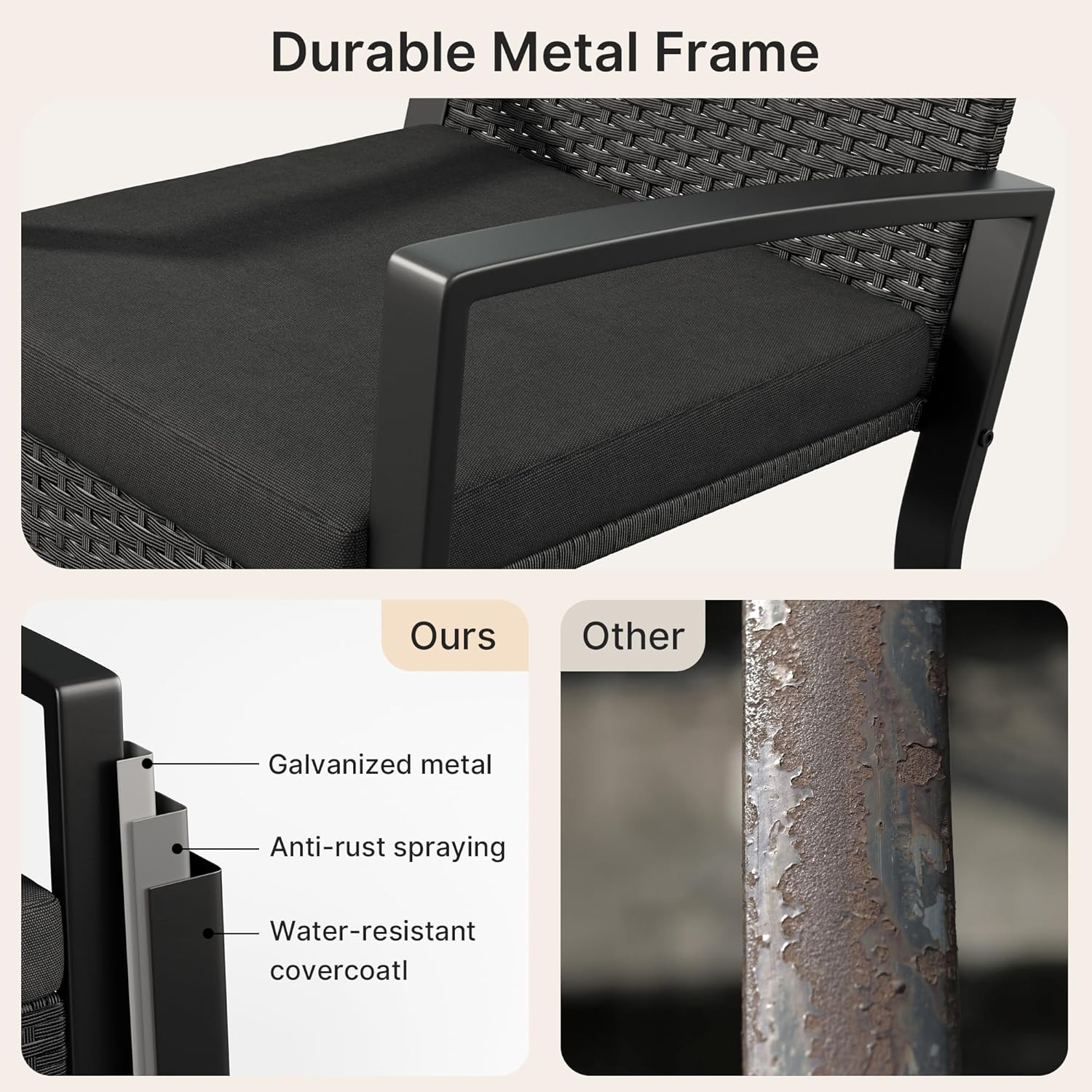 Durable metal frame construction