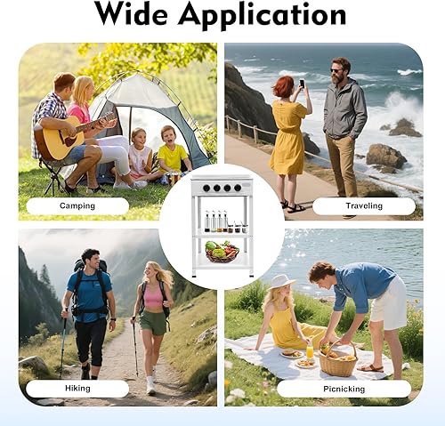 Miniatura 8 de Estufa de gas natural con 4 quemadores, cocina portátil de propano y gas natural con control independiente, cocina de encimera con estante de