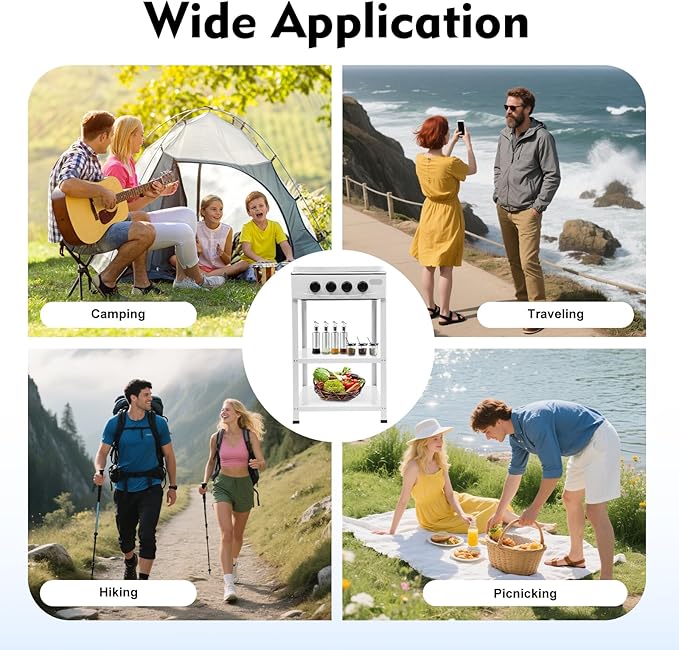 Estufa de Gas Natural 4 Quemadores con Rack de Almacenamiento, Encimera miniatura 7