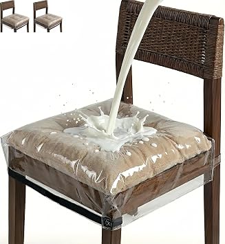 Large Plastic Chair Covers 2 Pack - Adjustable Velcro Strap for Dining Room - Waterproof Vinyl Seat Protectors for Kids & Cats - Fits Wide Chairs 19-22 Inch