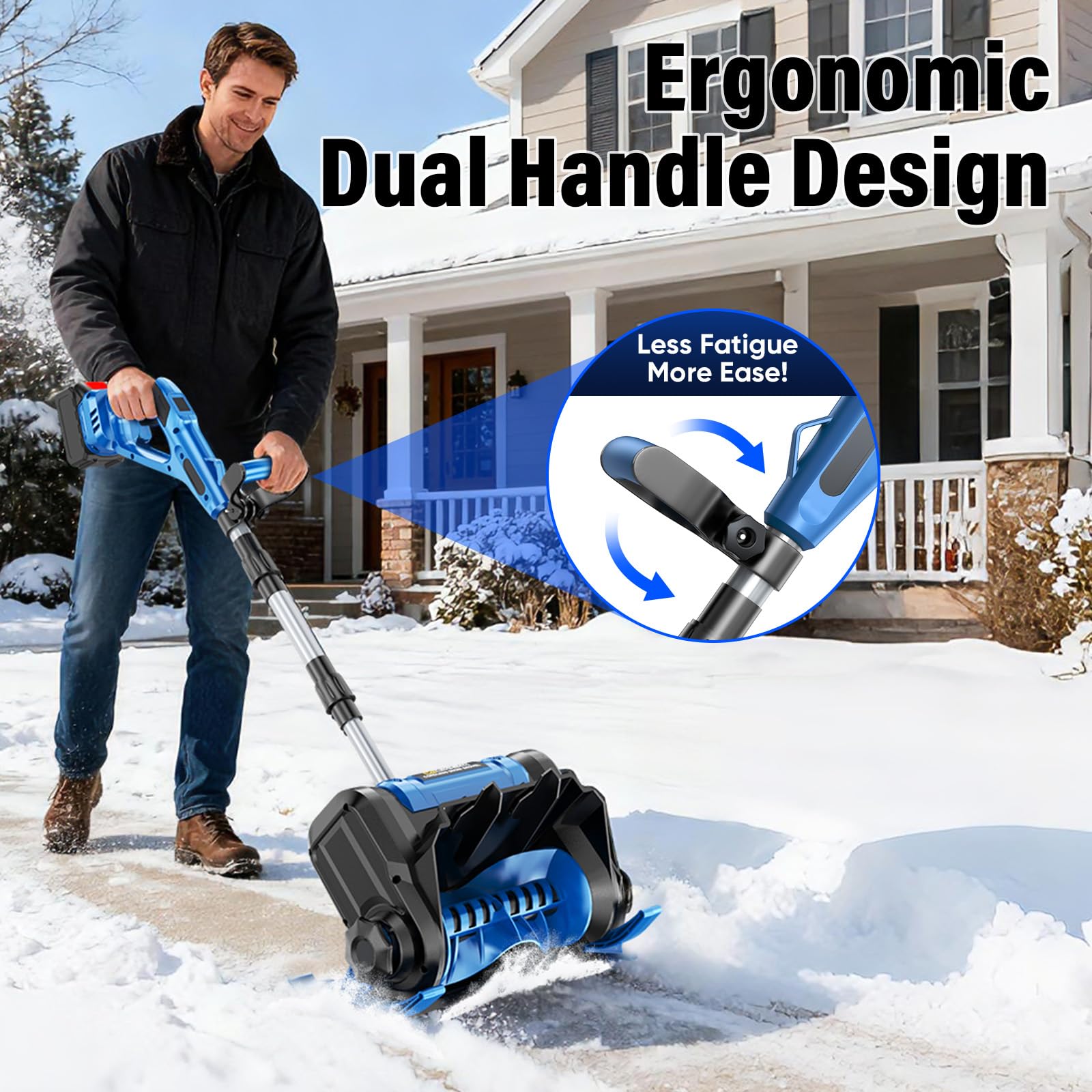 Akku Schneeschaufe für Makita 18V Batterie,Akku Schneefräse,3000W Bürstenloser Motor bis 24cm Räumhöhe,8.5m Wurfweite,38cm Arbeitsbreite,Einstellbare Auswurfrichtung,ohne Akkus & ohne Ladegeräte
