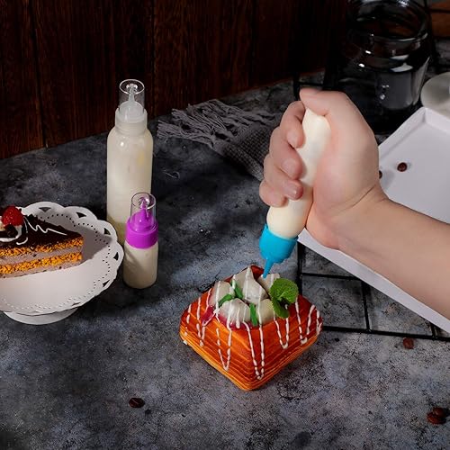 Miniatura 7 de Patelai 12 pcs Cookie Icing Bottles Writer Set Include Cake Decorating Squeeze Bottles and Sugar Stir Needles, 1 Piece Brush for Cleaning Ice Cream