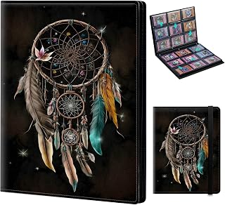 Card Binder for Mtg Yugioh TCG Baseball Sports trading Cards Holder Binder Book 9-Pocket Sleeve Side Load 900 Cards Collection Binder Album With Elastic Band-Boho Dream Catcher
