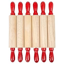 READY 2 LEARN Mini Wooden Rolling Pins | Set of 6 | 7.25 inches | Turning Handles | Play Dough Rollers for Crafts and Imaginative Play