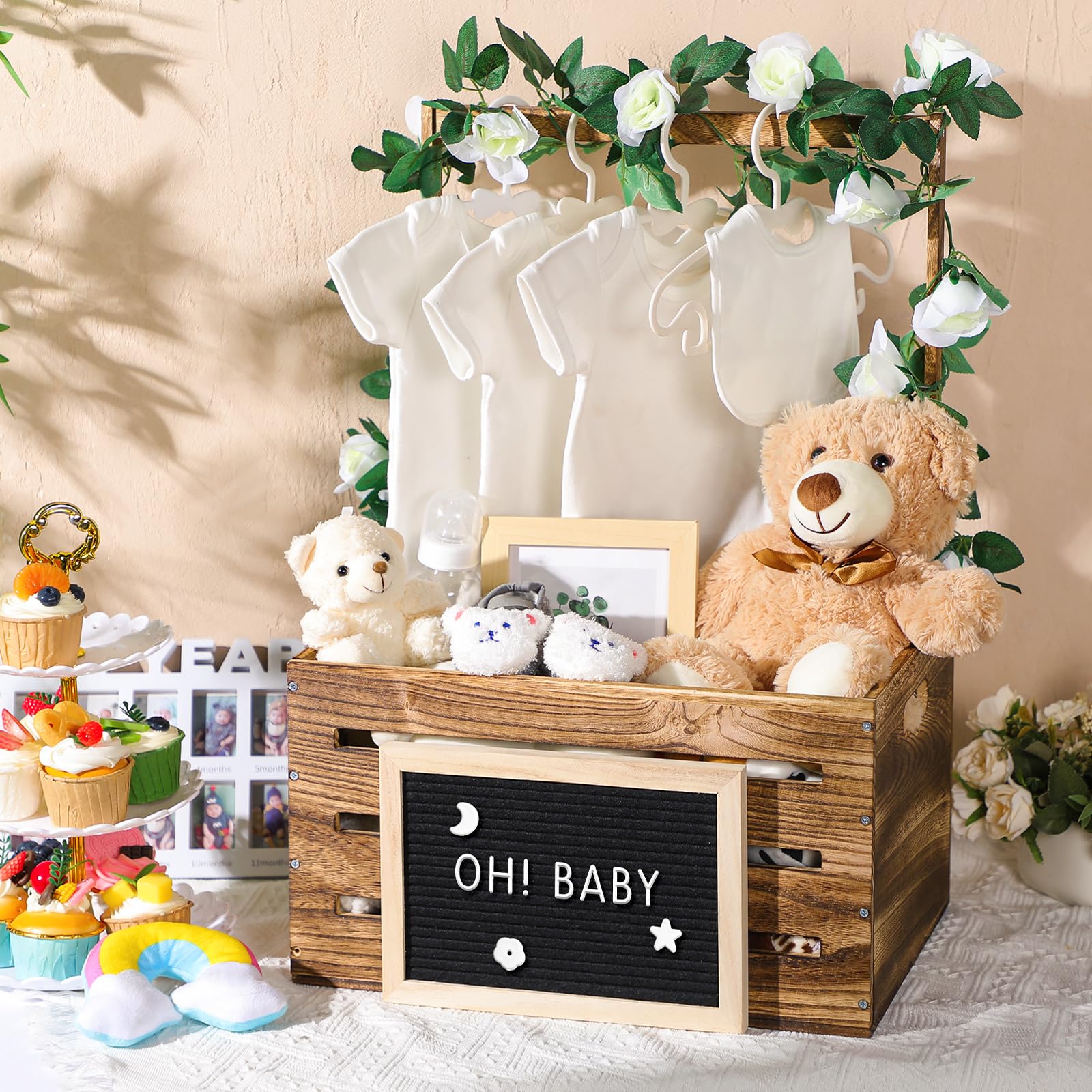 Baby Shower Crate Closet Barydat Wooden Baby Gift Basket Wood