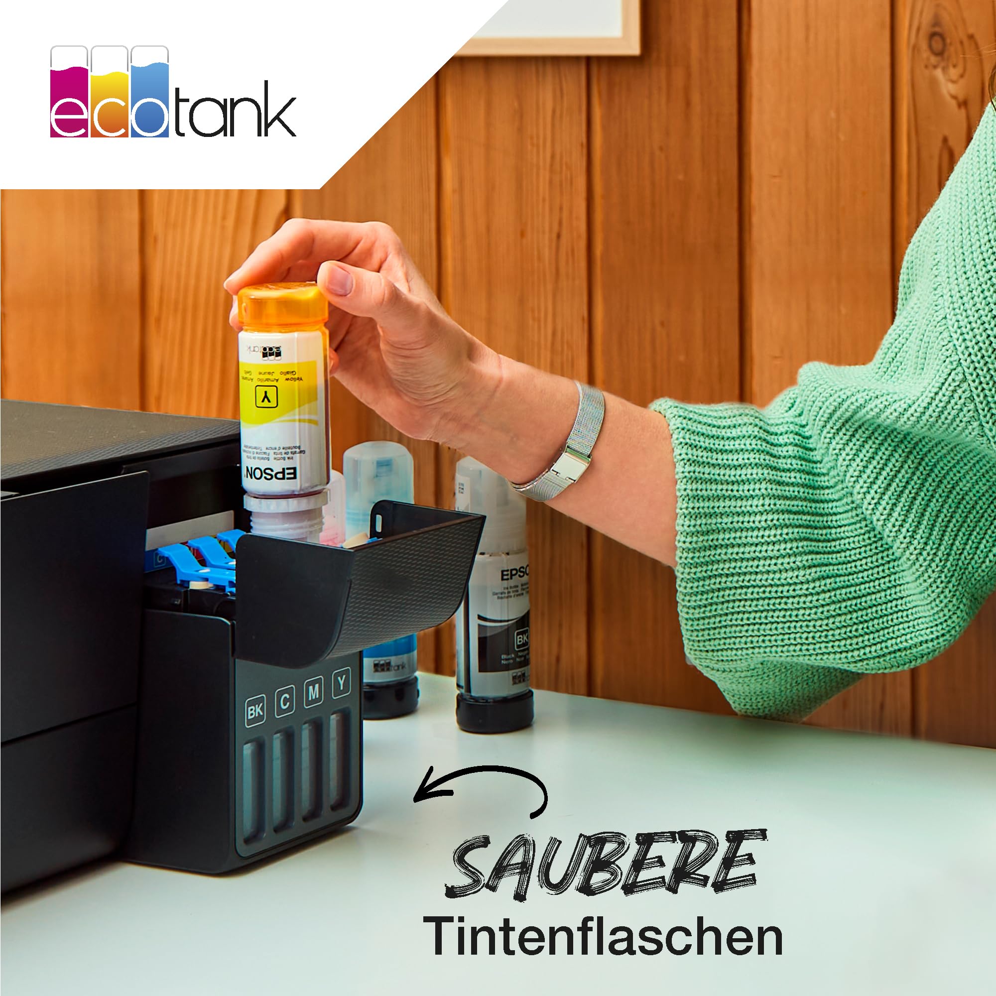 Epson EcoTank 104 Original Tintenflaschen 4x Farb-Multipack Schwarz Cyan Magenta Gelb