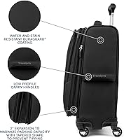 Vista 204 de Travelpro Maxlite 5 - Juego de 2 piezas de equipaje de mano de tela, expandibles con 4 ruedas giratorias, bolso blando para debajo del asiento, Negro