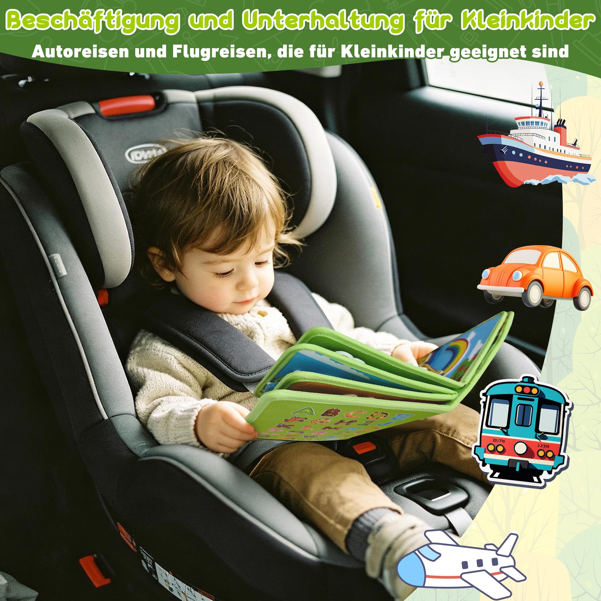 Busy Board Montessori Spielzeug ab 1 2 Jahr, Tiere Filz Busy Book Activity Board für Kleinkinder, Geschenk für Mädchen & Jungen, Reisespielzeug ab 1 Jahr für Auto & Flugzeug Fahrten