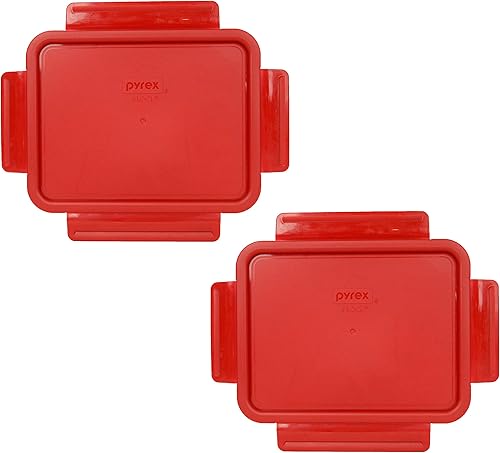 Pyrex 7211R-PC - Tapa de almacenamiento de plástico con 4 cerradurasFreshlock, color rojo amapola, fabricada en Estados Unidos, paquete de 2