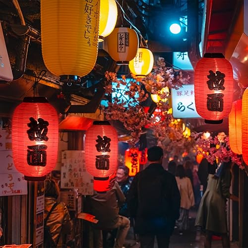 Miniatura 4 de Farol de estilo japonés para decoración de fiesta japonesa, farol de seda roja de 14 pulgadas, decorativo, tradicional, colgante, bar, impermeable,